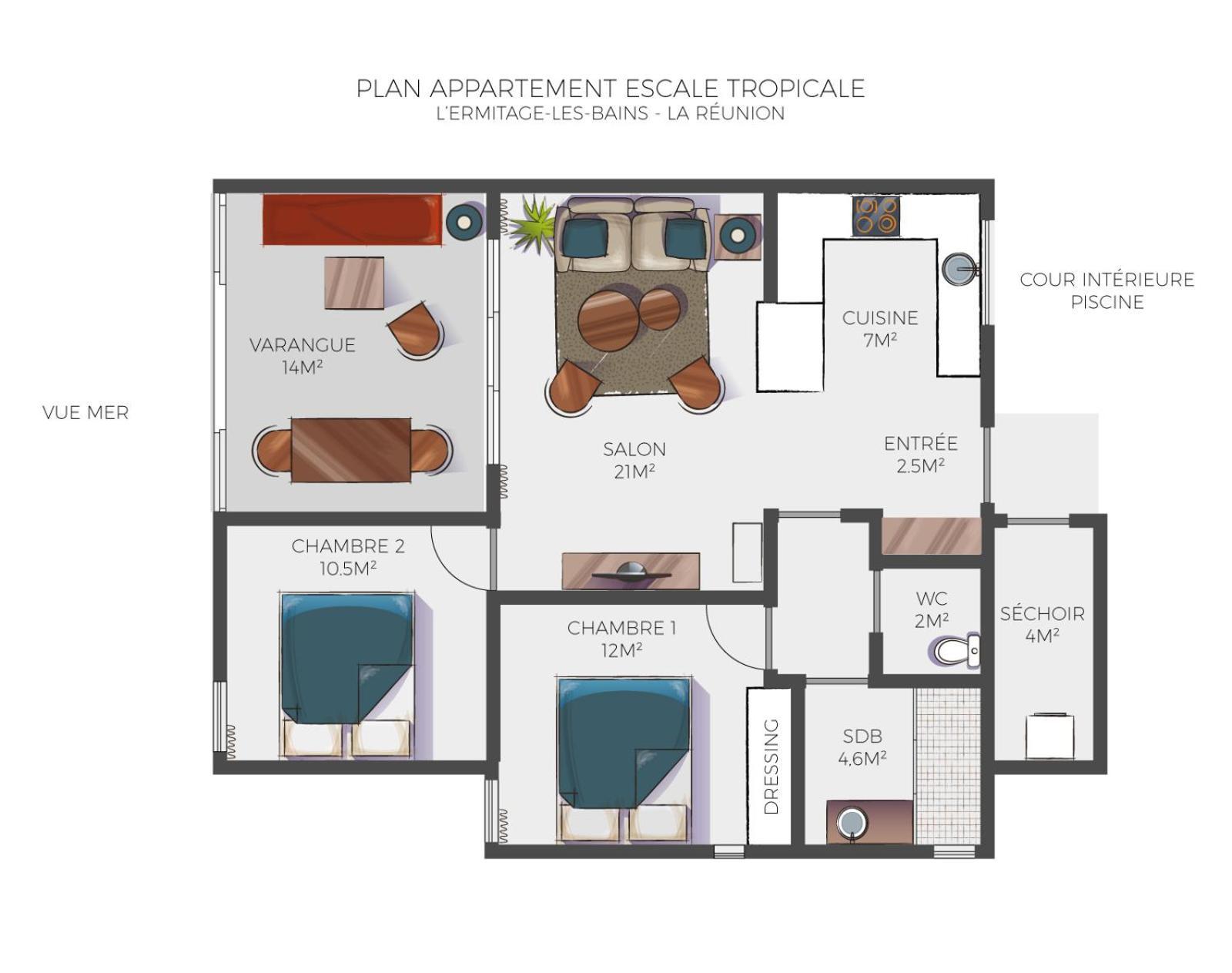 Appartement Escale Tropicale, appart vue mer à 2 min du lagon à Saint-Gilles Les Bains Extérieur photo